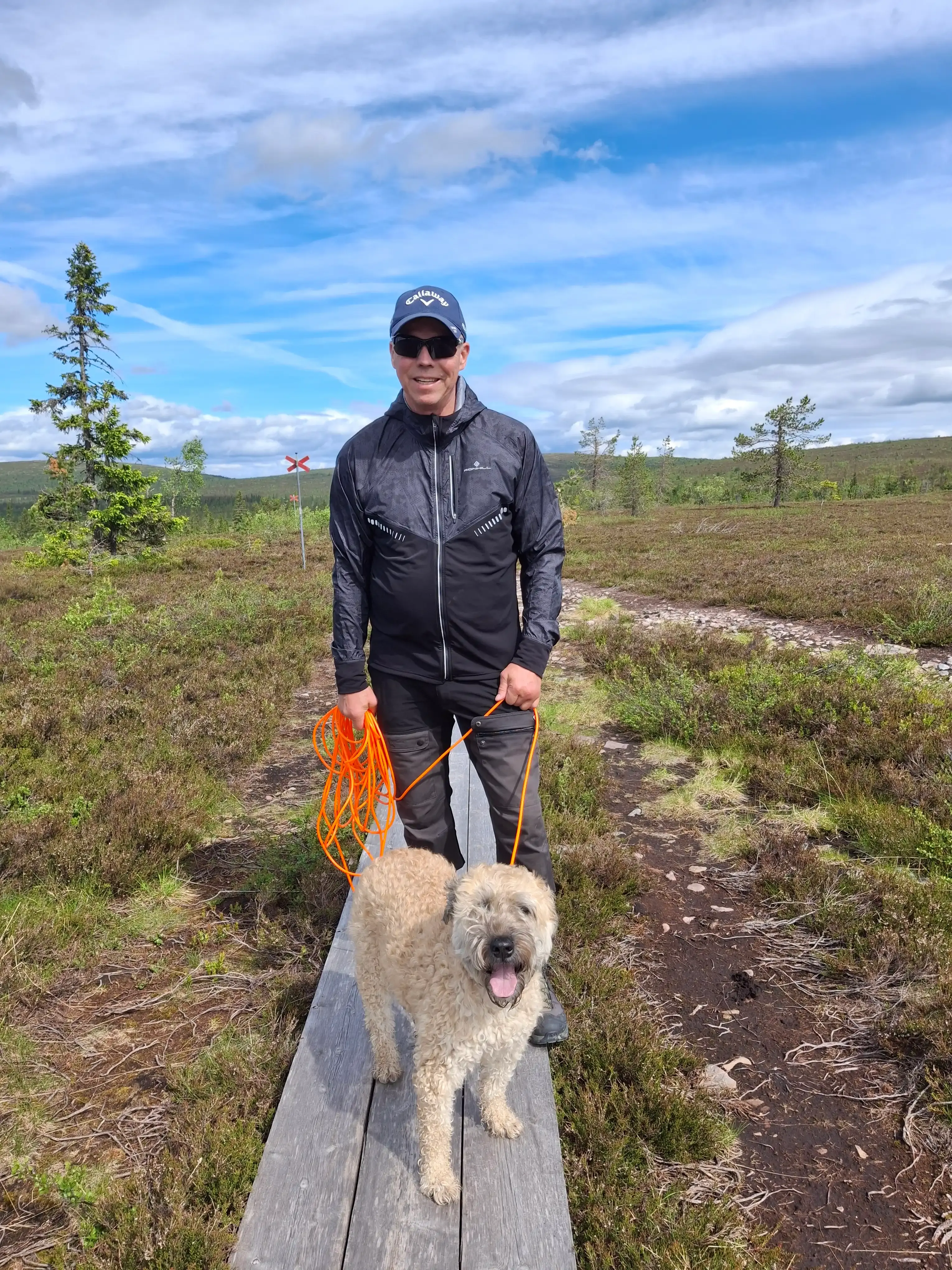 Hans with the family dog outdoors